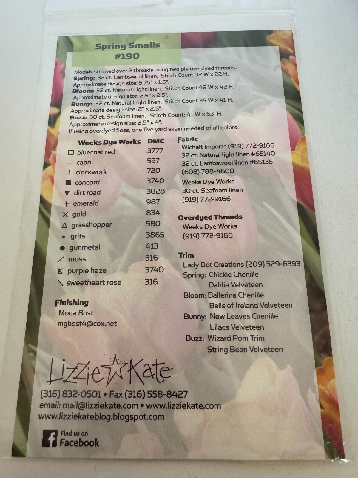 Lizzie Kate Cross Stitch Pattern Spring Smalls Charms Bee Dragonfly Pillow Chart
