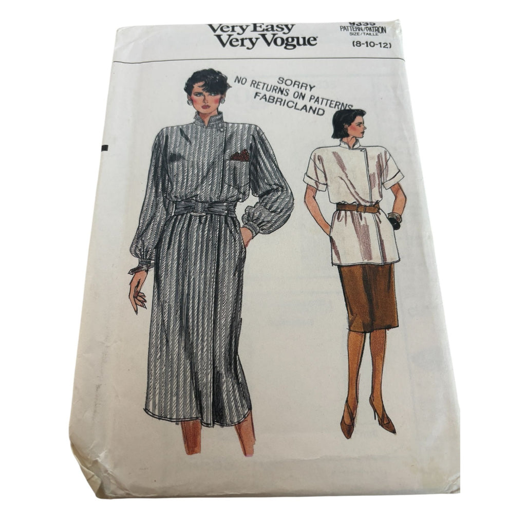 Vogue Sewing Pattern 9335 Top Skirt Dress Loose Fit 1980s Work Easy 8 10 12 UC