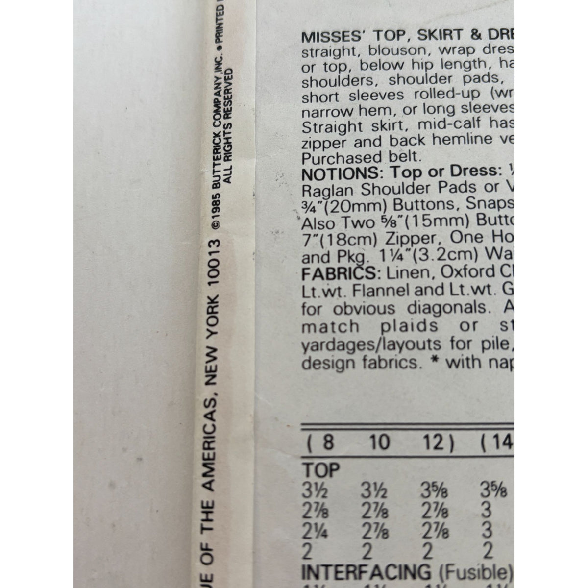 Vogue Sewing Pattern 9335 Top Skirt Dress Loose Fit 1980s Work Easy 8 10 12 UC