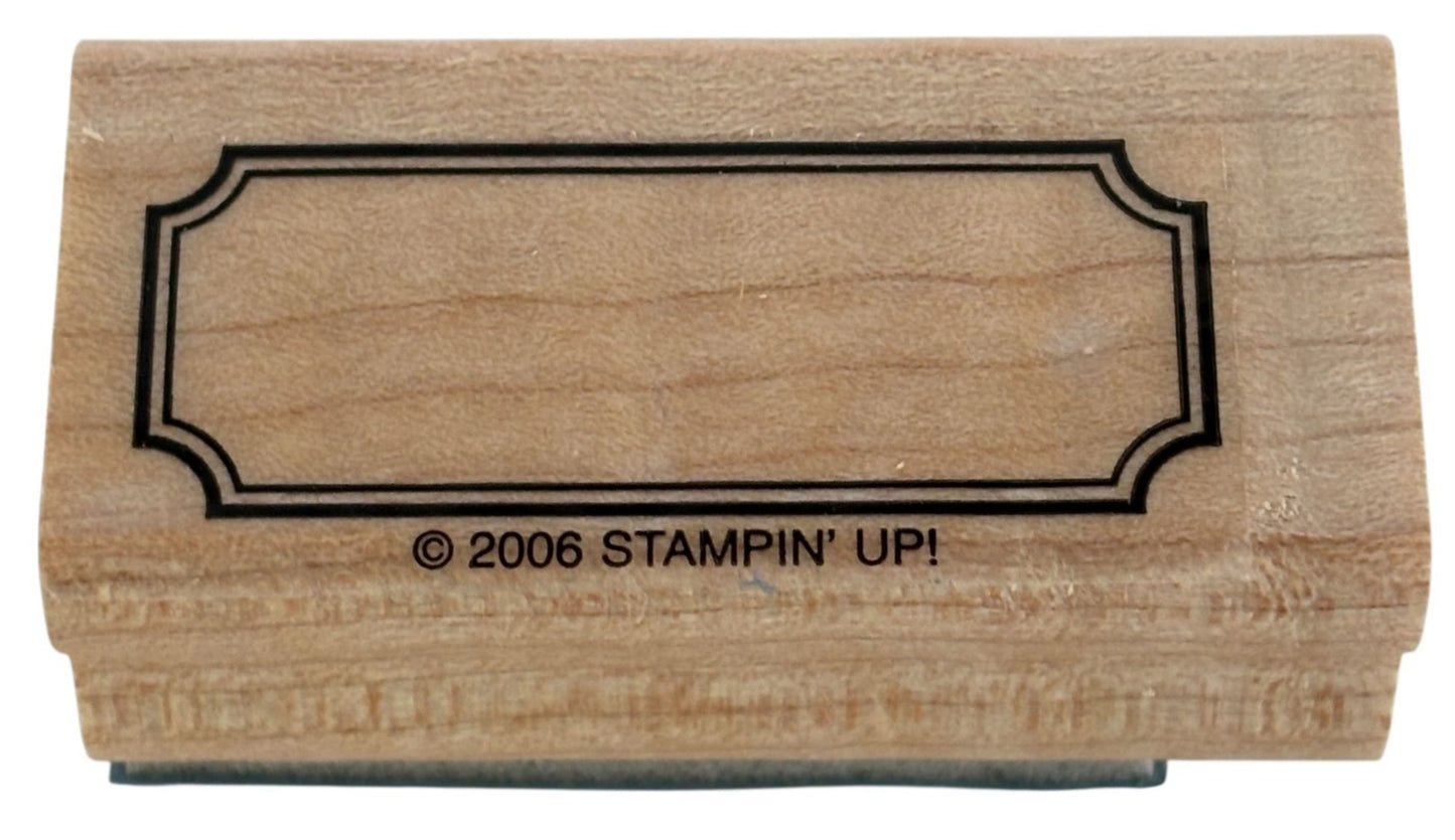 Stampin Up Rubber Stamp Label Frame Gift Tag Card Making Wood Mount Small