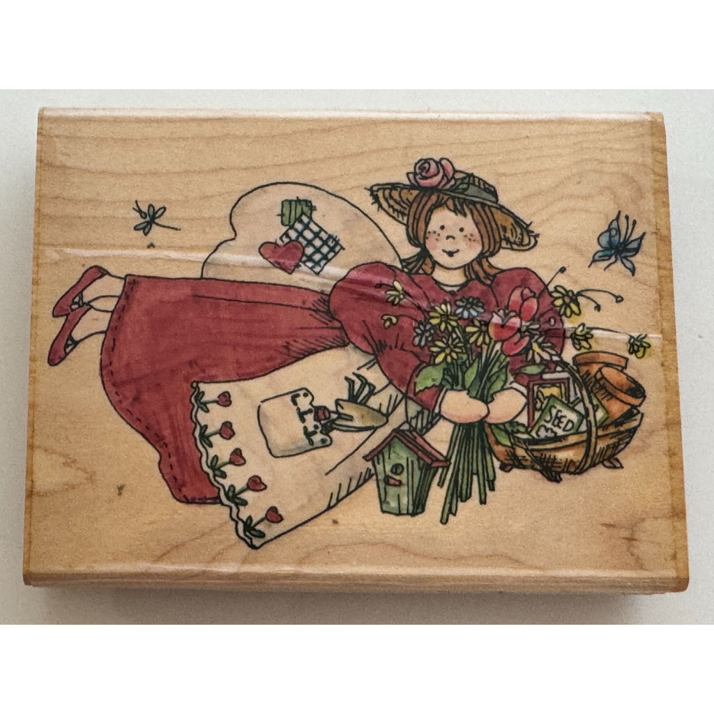 Penny Black Rubber Stamp Plant Happiness Angel Gardener Garden Seed Card Making