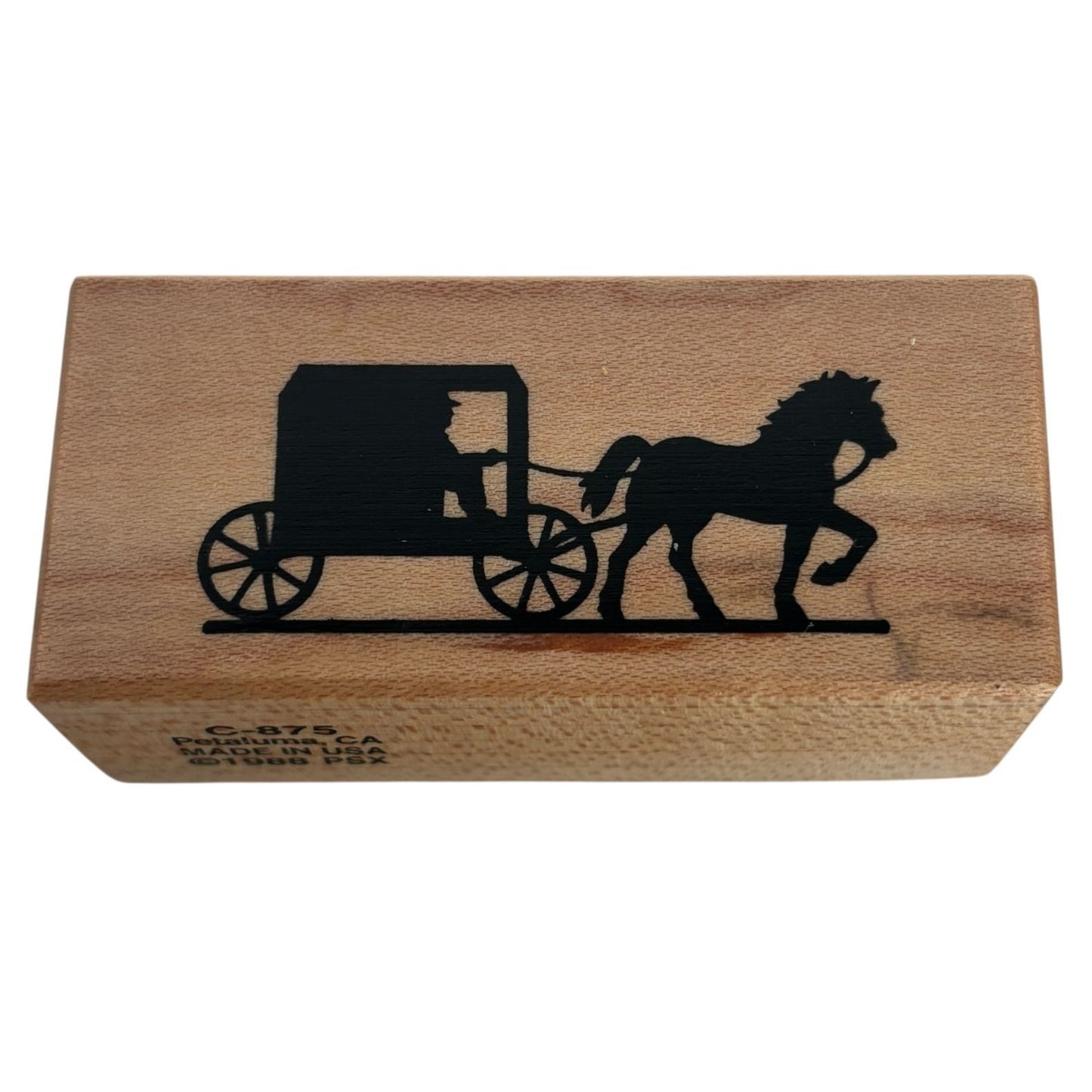 PSX Rubber Stamp Horse and Buggy Silhouette Nostalgic Pennsylvania Amish C-875