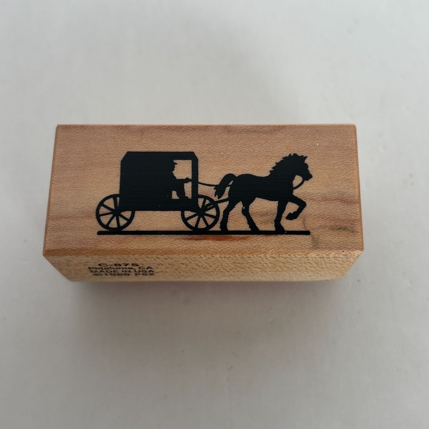 PSX Rubber Stamp Horse and Buggy Silhouette Nostalgic Pennsylvania Amish C-875
