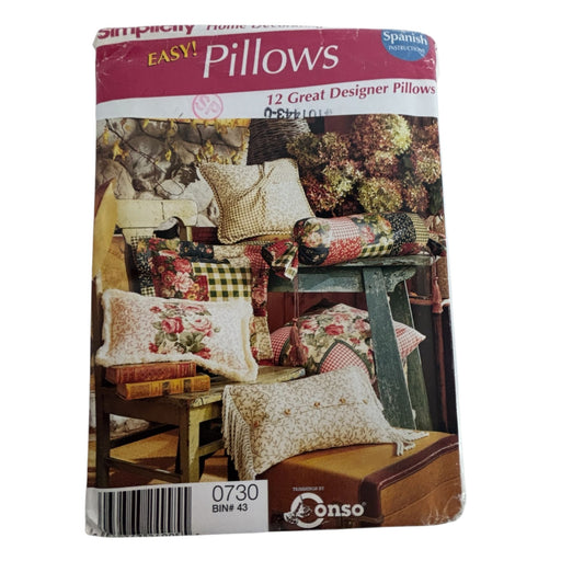 Simplicity Sewing Pattern 0730 Designer Pillows Easy Designer Home Decorating UC