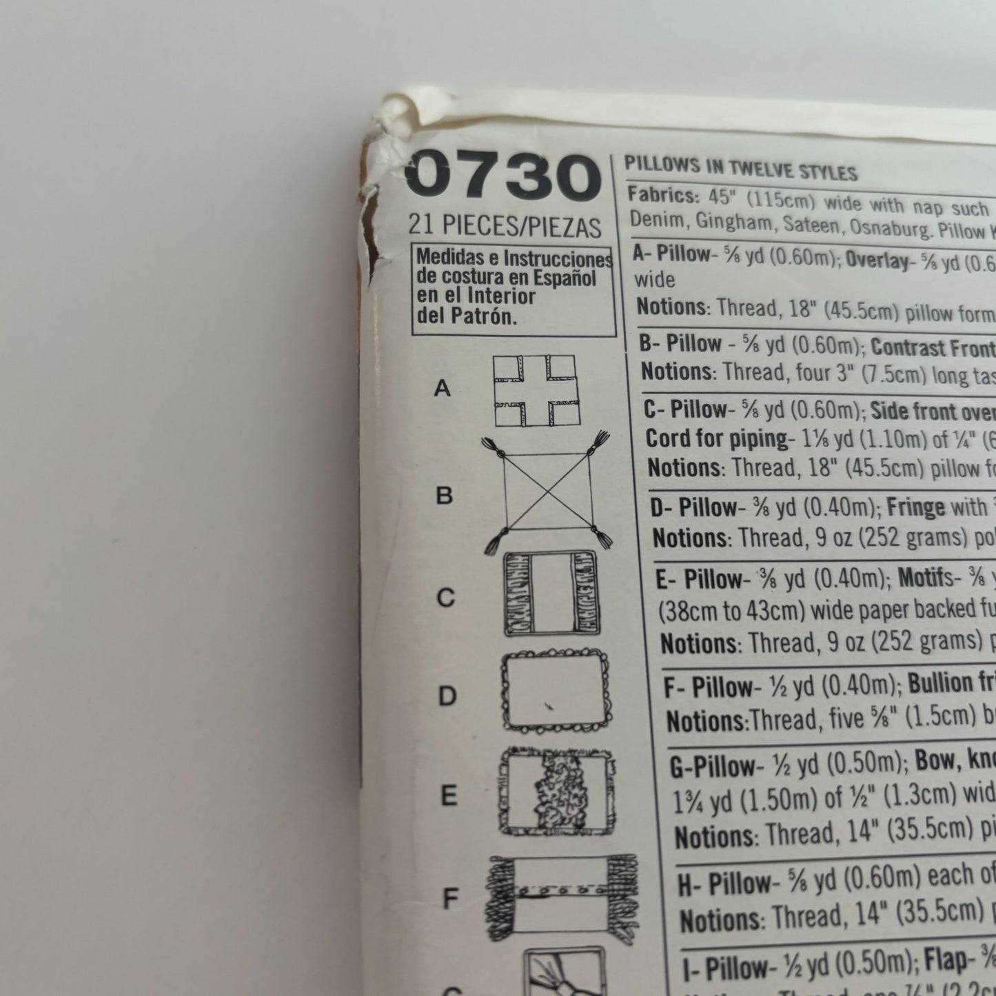 Simplicity Sewing Pattern 0730 Designer Pillows Easy Designer Home Decorating UC