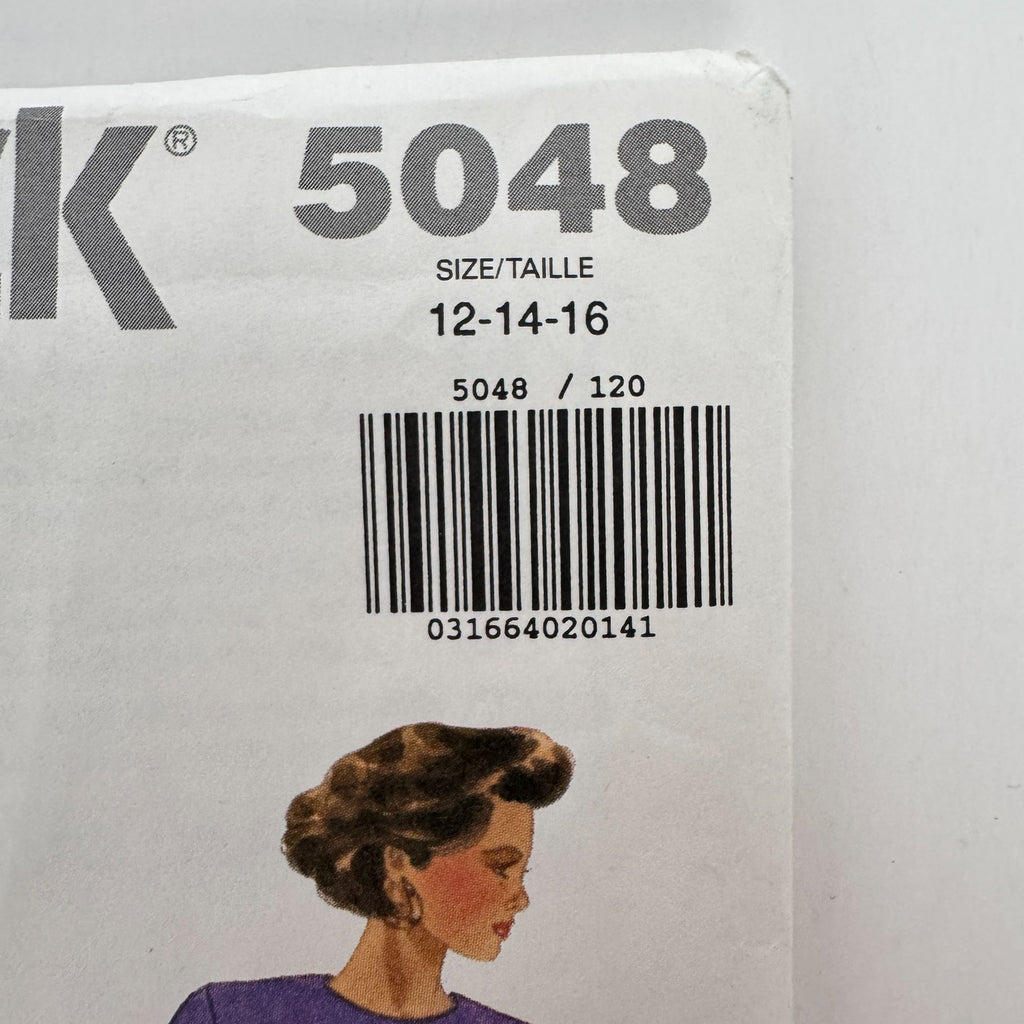 Butterick Sewing Pattern 5048 Dress with Mock Wrap Skirt Work Size 12-16 Easy UC