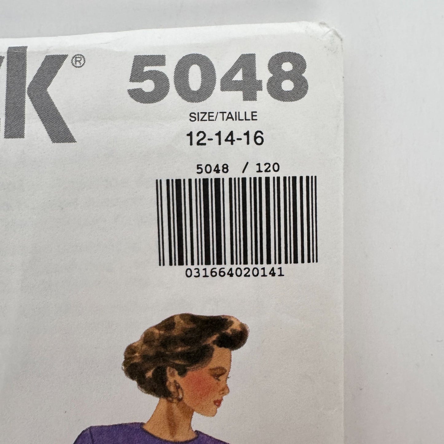 Butterick Sewing Pattern 5048 Dress with Mock Wrap Skirt Work Size 12-16 Easy UC