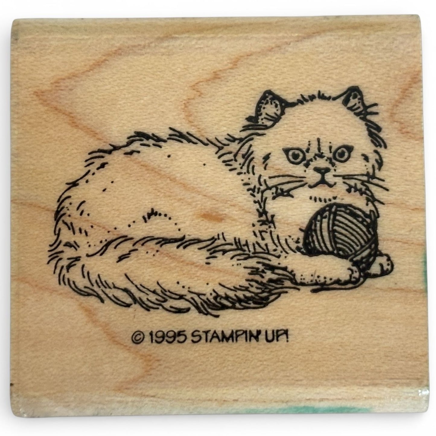 Stampin Up Cat Rubber Stamp Wood Mounted Cat Yarn Ball Cardmaking Scrapbooking Pet Craft Attitude Knitting