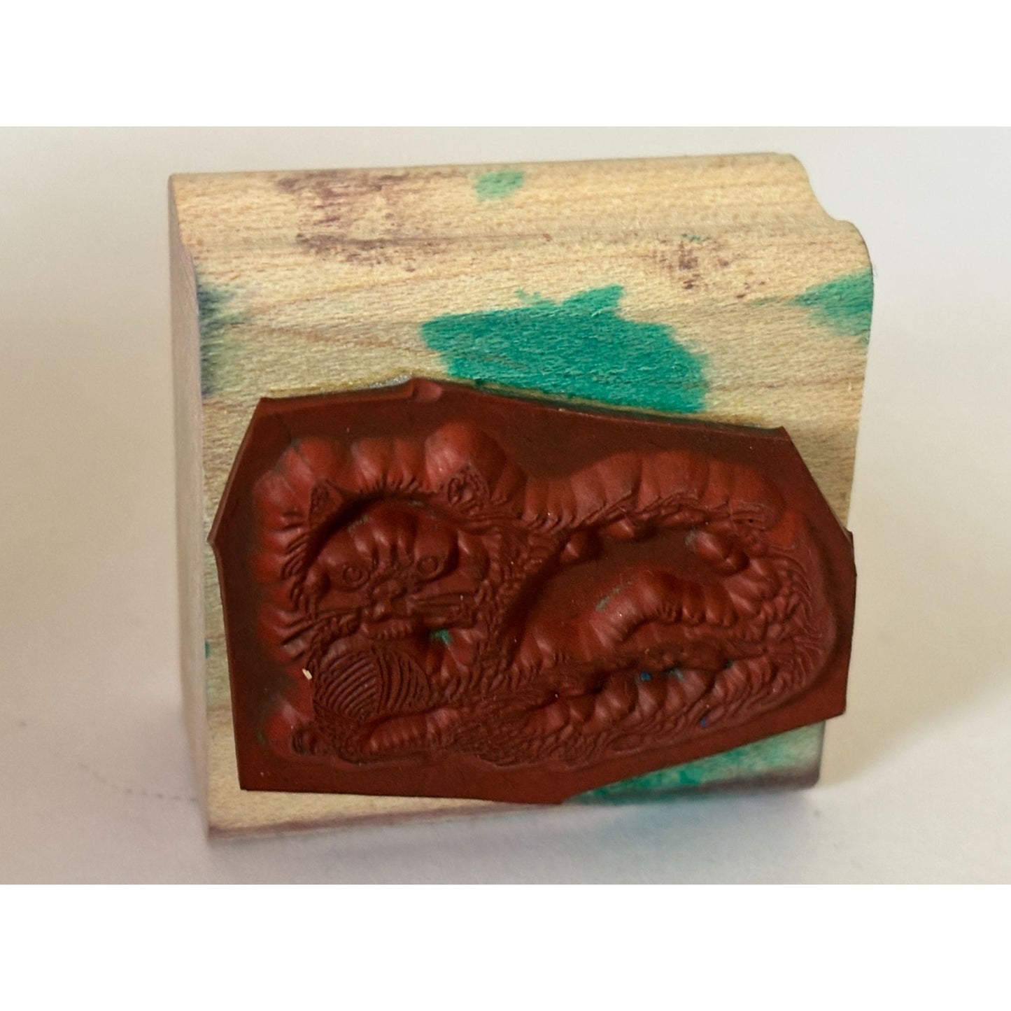 Stampin Up Cat Rubber Stamp Wood Mounted Cat Yarn Ball Cardmaking Scrapbooking Pet Craft Attitude Knitting