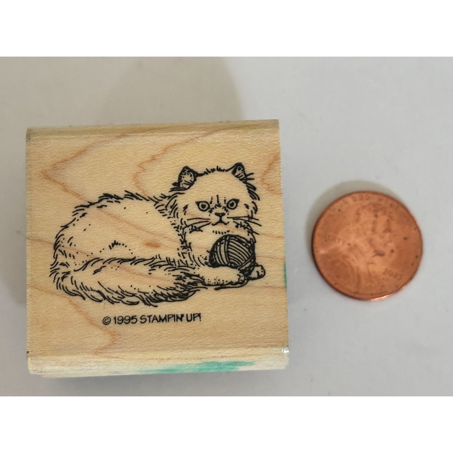 Stampin Up Cat Rubber Stamp Wood Mounted Cat Yarn Ball Cardmaking Scrapbooking Pet Craft Attitude Knitting