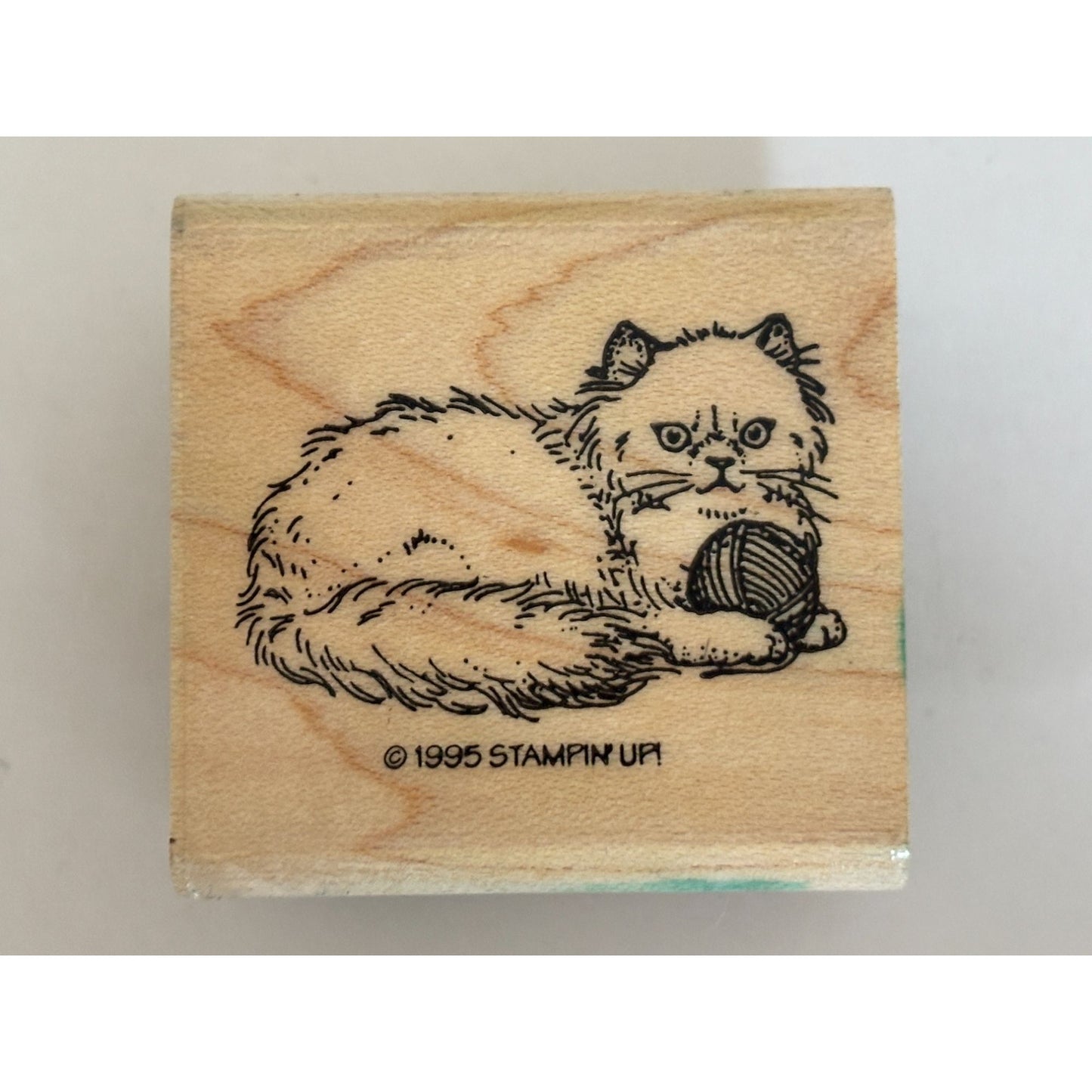 Stampin Up Cat Rubber Stamp Wood Mounted Cat Yarn Ball Cardmaking Scrapbooking Pet Craft Attitude Knitting