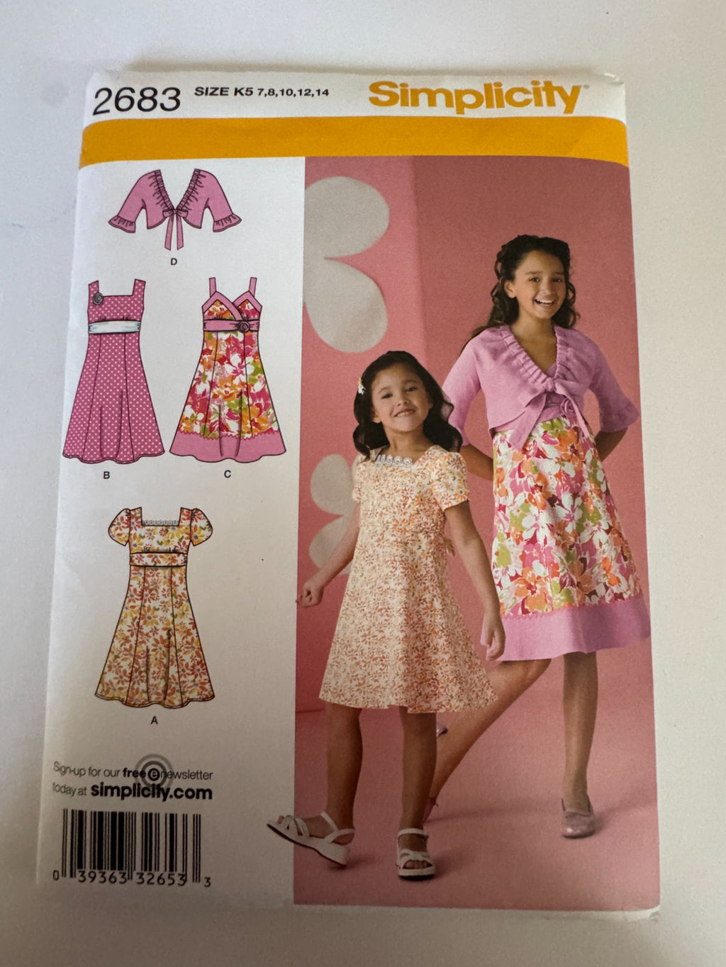 Simplicity Sewing Pattern 2683 Dress with Jacket Spring Easter Girls 7-14 Uncut