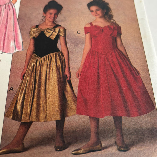 Butterick Girls Dress Sewing Pattern 6424 Formal Party Princess Bow 12 14 Uncut