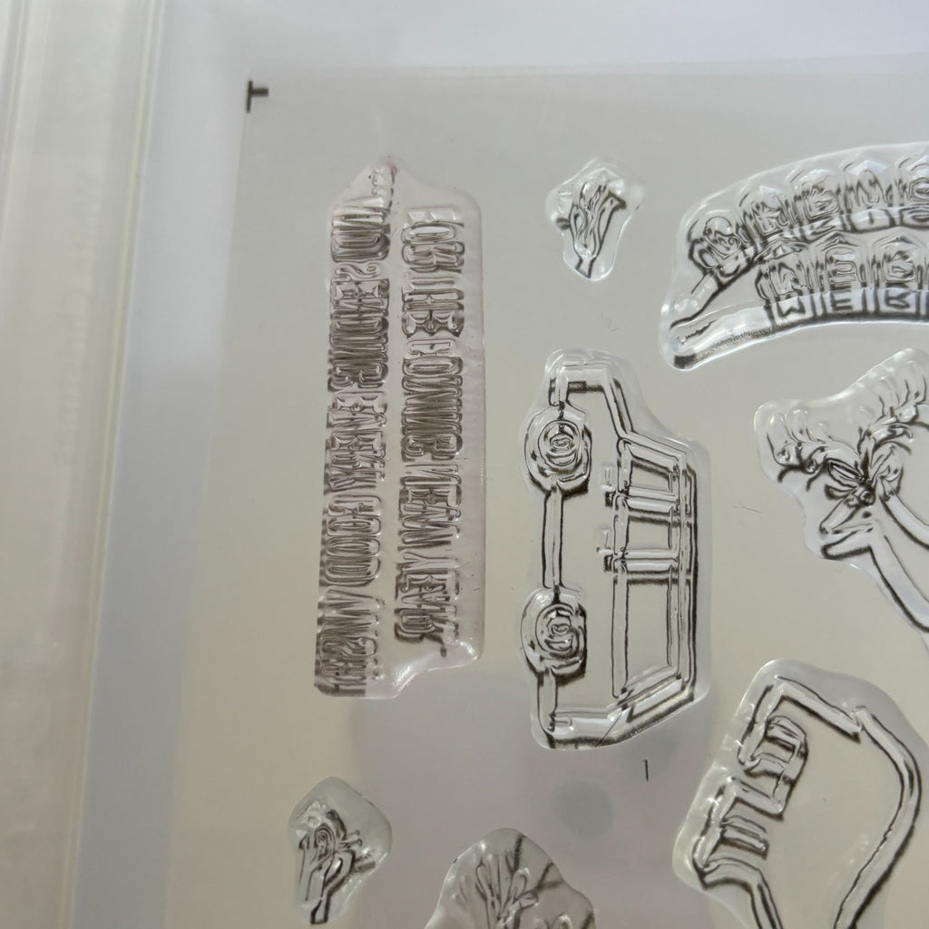 Stampin Up White Christmas Stamp Set Tree on Car Deer Bear Bare Tree Landscape