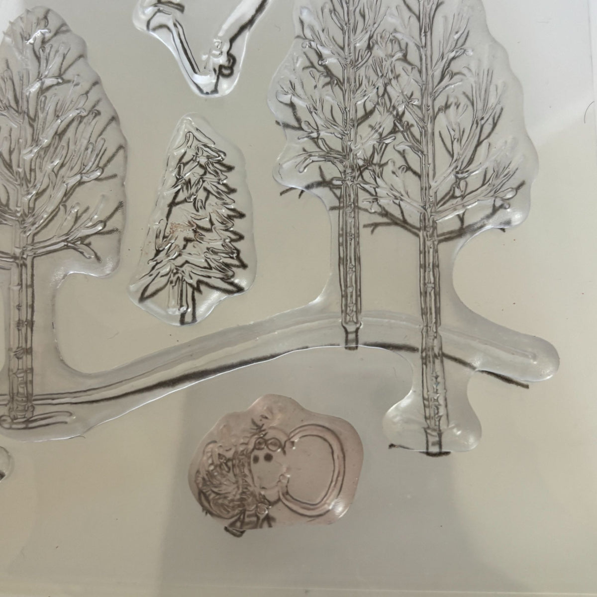 Stampin Up White Christmas Stamp Set Tree on Car Deer Bear Bare Tree Landscape