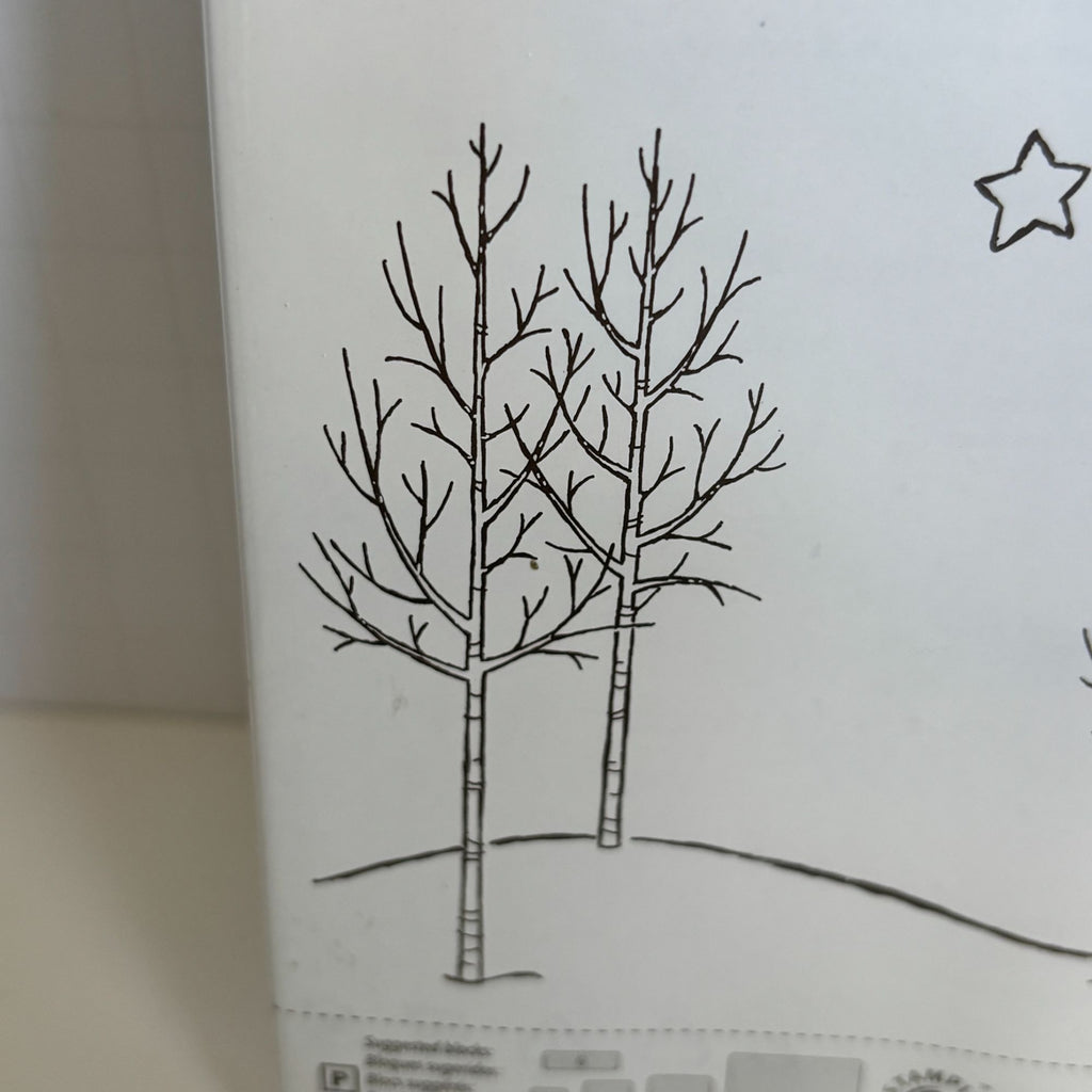 Stampin Up White Christmas Stamp Set Tree on Car Deer Bear Bare Tree Landscape