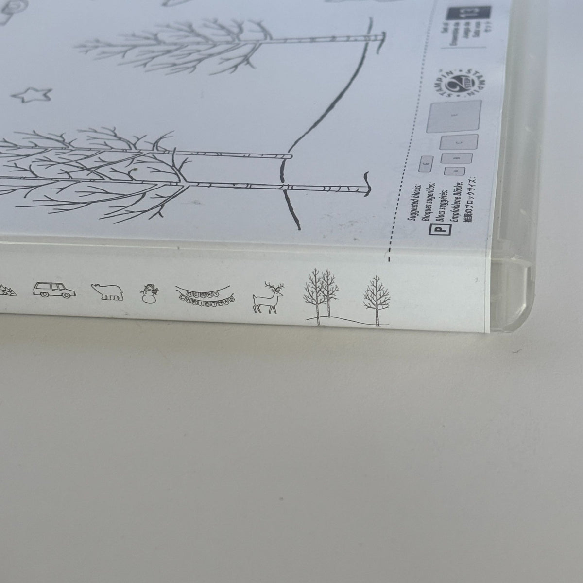 Stampin Up White Christmas Stamp Set Tree on Car Deer Bear Bare Tree Landscape