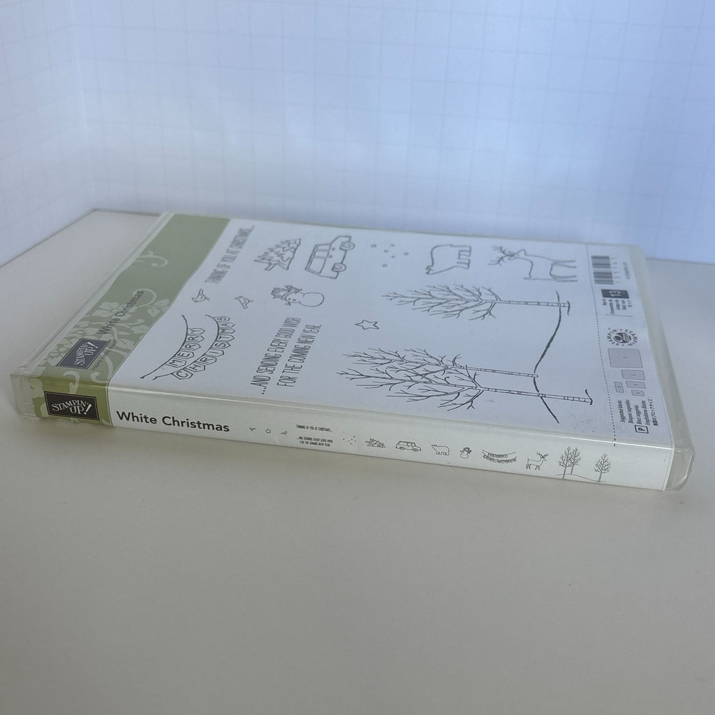 Stampin Up White Christmas Stamp Set Tree on Car Deer Bear Bare Tree Landscape