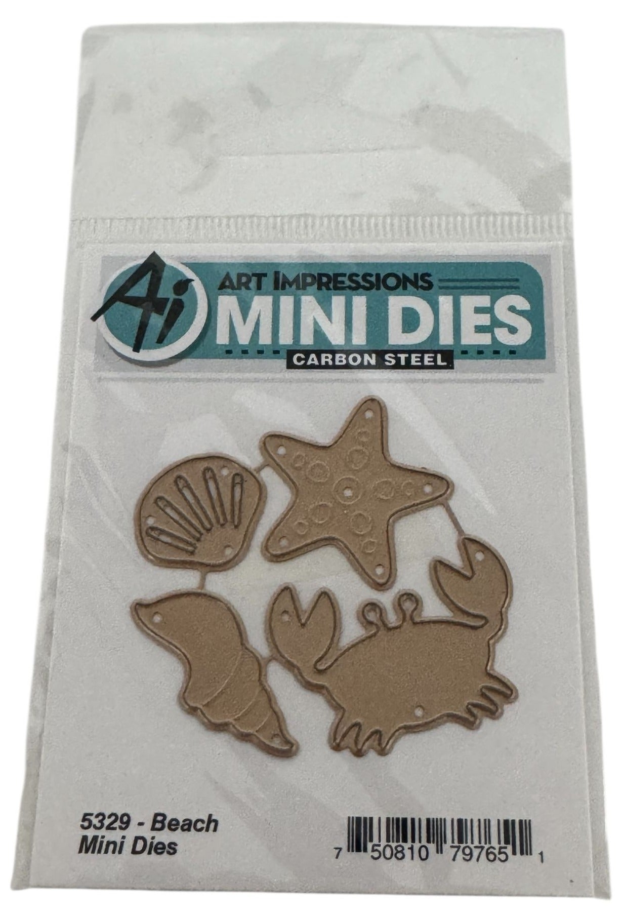 Art Impressions Mini Dies Beach Set Crab Starfish Conch Shell Carbon Steel 5329