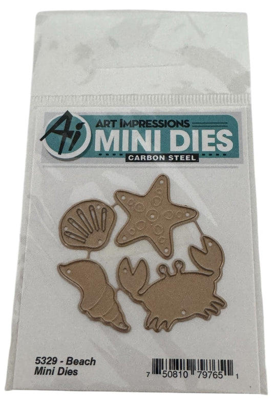 Art Impressions Mini Dies Beach Set Crab Starfish Conch Shell Carbon Steel 5329