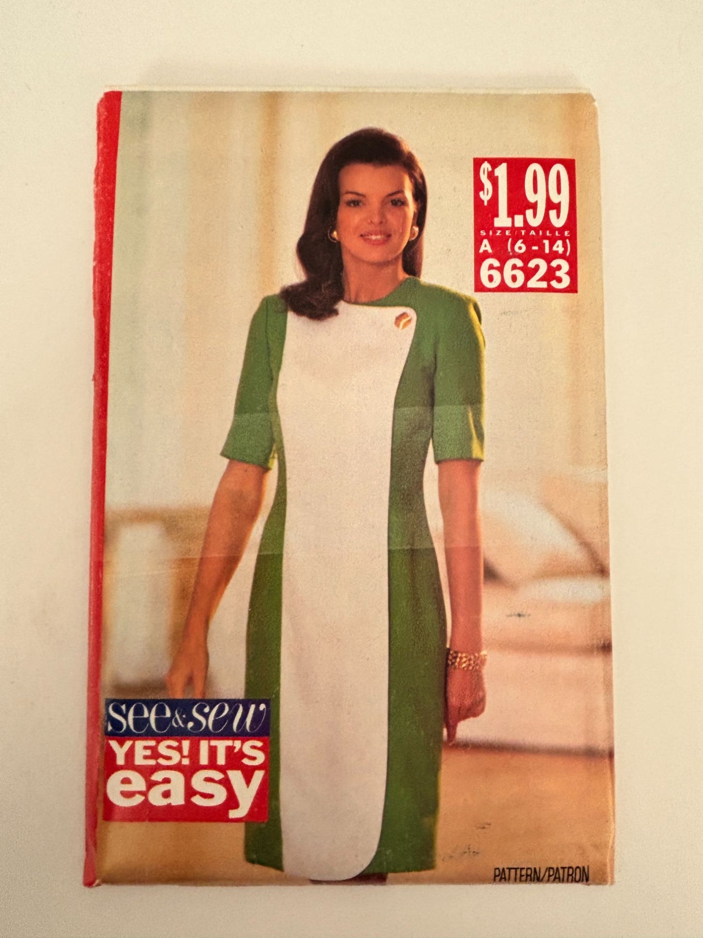 Butterick Sewing Pattern 6623 Sheath Dress Color Block Work Career 1990s 6-14 UC