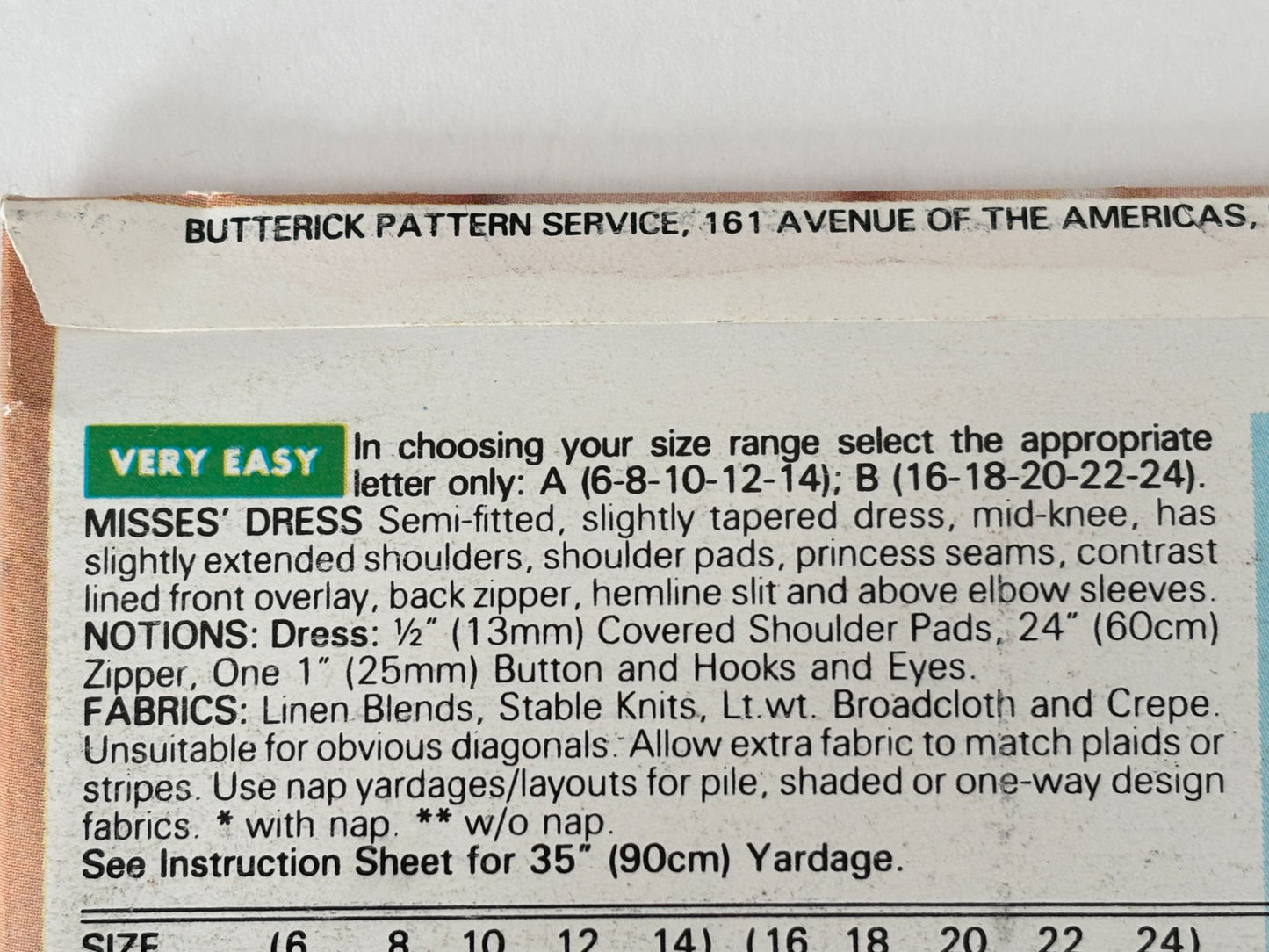 Butterick Sewing Pattern 6623 Sheath Dress Color Block Work Career 1990s 6-14 UC