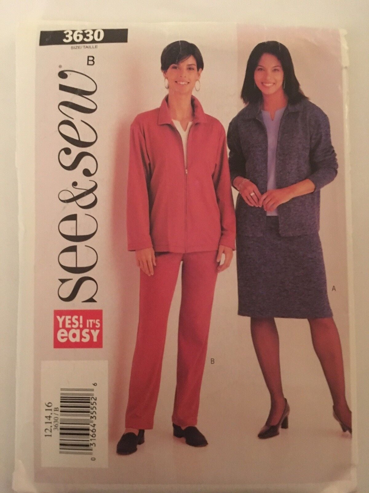 Butterick Sewing Pattern 3630 Jacket Skirt Pants Y2K 2002 Work 12 14 16 Uncut