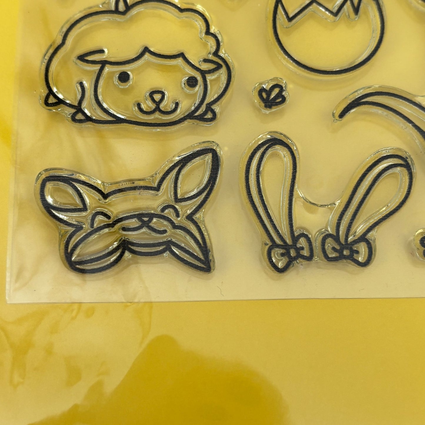 Waffle Flower Clear Stamps Die Set Welcome Spring Animal Chick Lamb Cat Easter