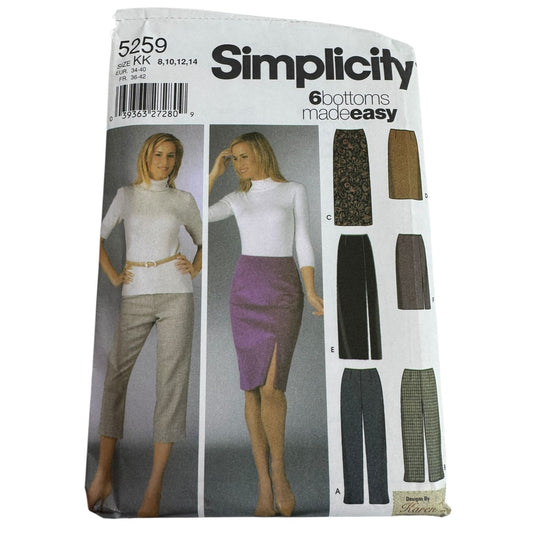Simplicity Sewing Pattern 5259 Slim Pants Skirts Work Career Easy UC 8 10 12 14