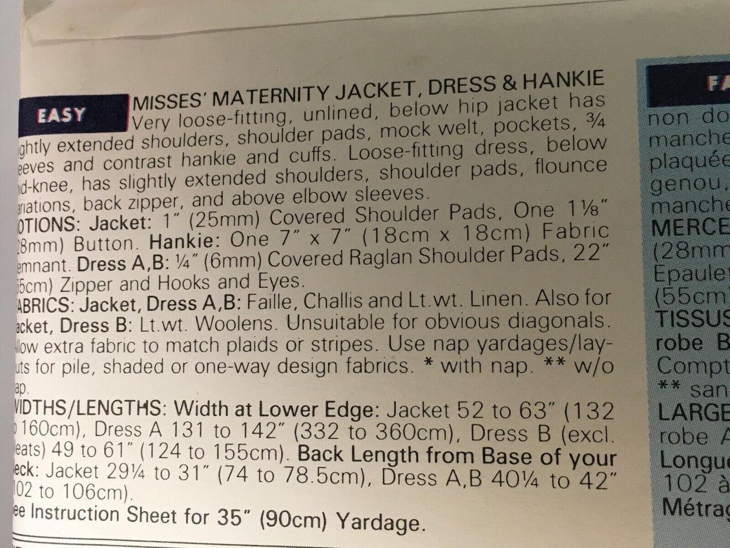 Butterick Sewing Pattern 6599 Maternity Work Dress Jacket Easy 6 8 10 12 Uncut