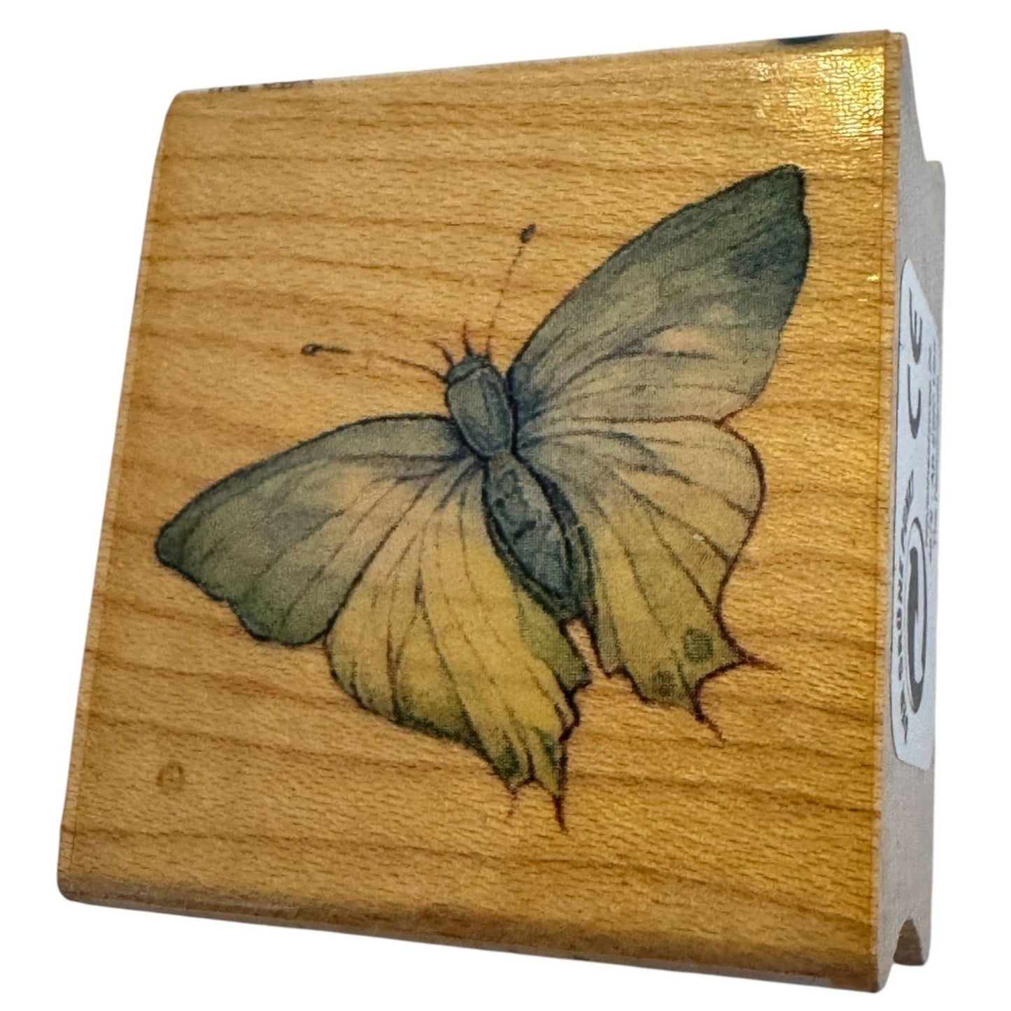 All Night Media Wood Mounted Rubber Stamp Flying Butterfly Spring Garden Easter