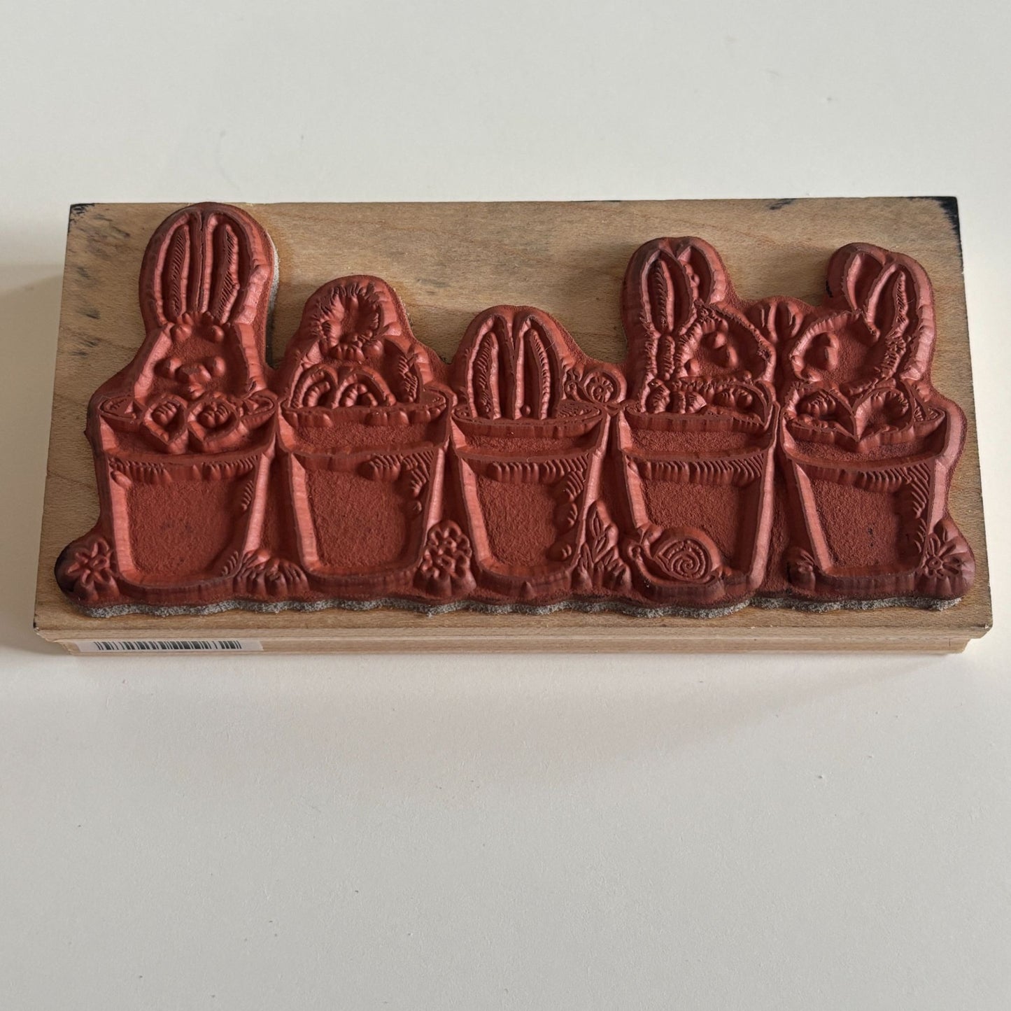 Penny Black Rubber Stamp Bunny Friends Rabbits in Plant Pots Garden Card Making