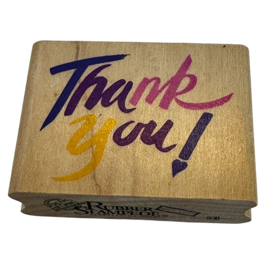 Rubber Stampede Wooden Rubber Stamp Thank You Card Making Words Sentiment Craft