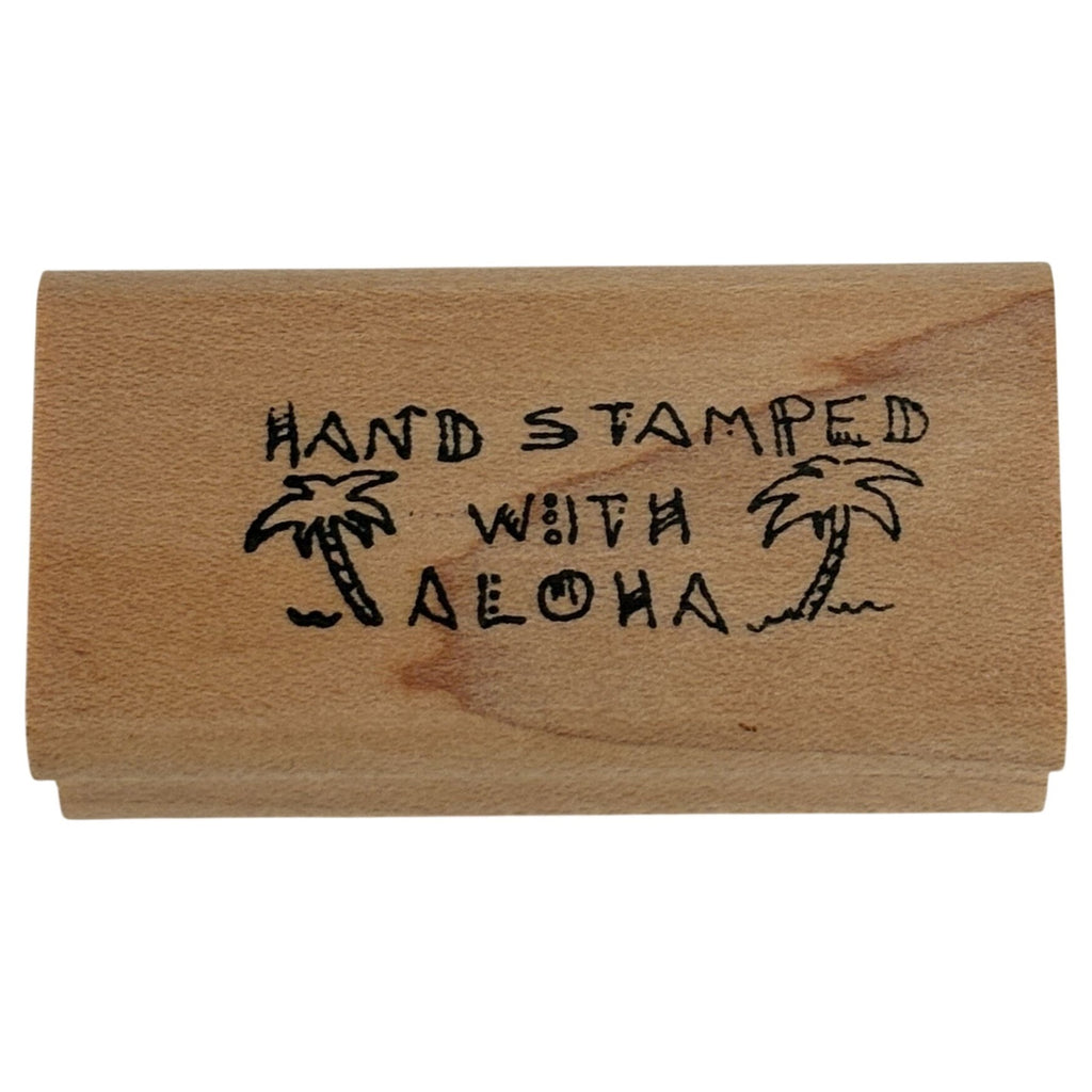 Hand Stamped With Aloha Rubber Stamp Palm Tree Hawaiian Sentiment Stamper Stamping Hobby Cardmaking Craft