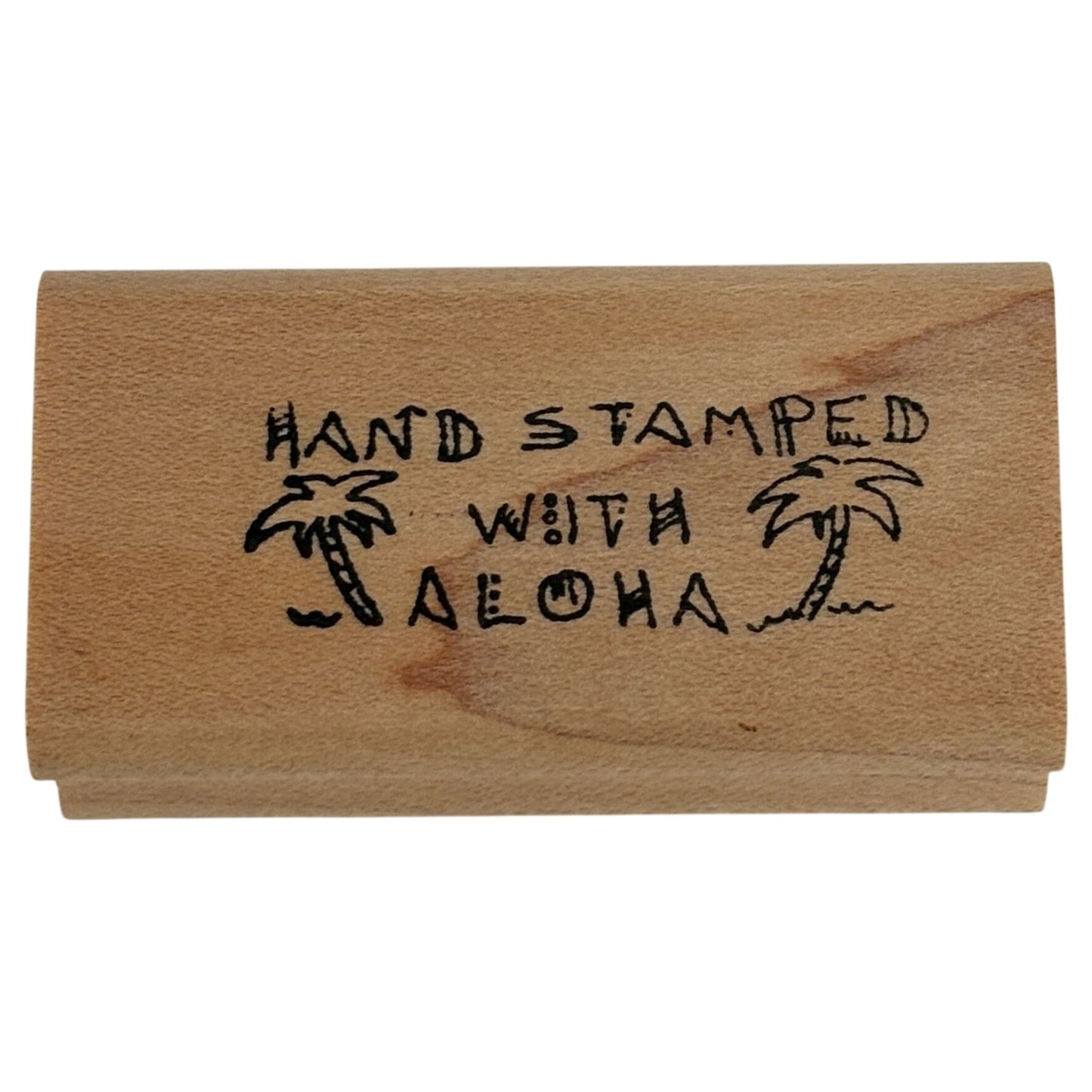 Hand Stamped With Aloha Rubber Stamp Palm Tree Hawaiian Sentiment Stamper Stamping Hobby Cardmaking Craft