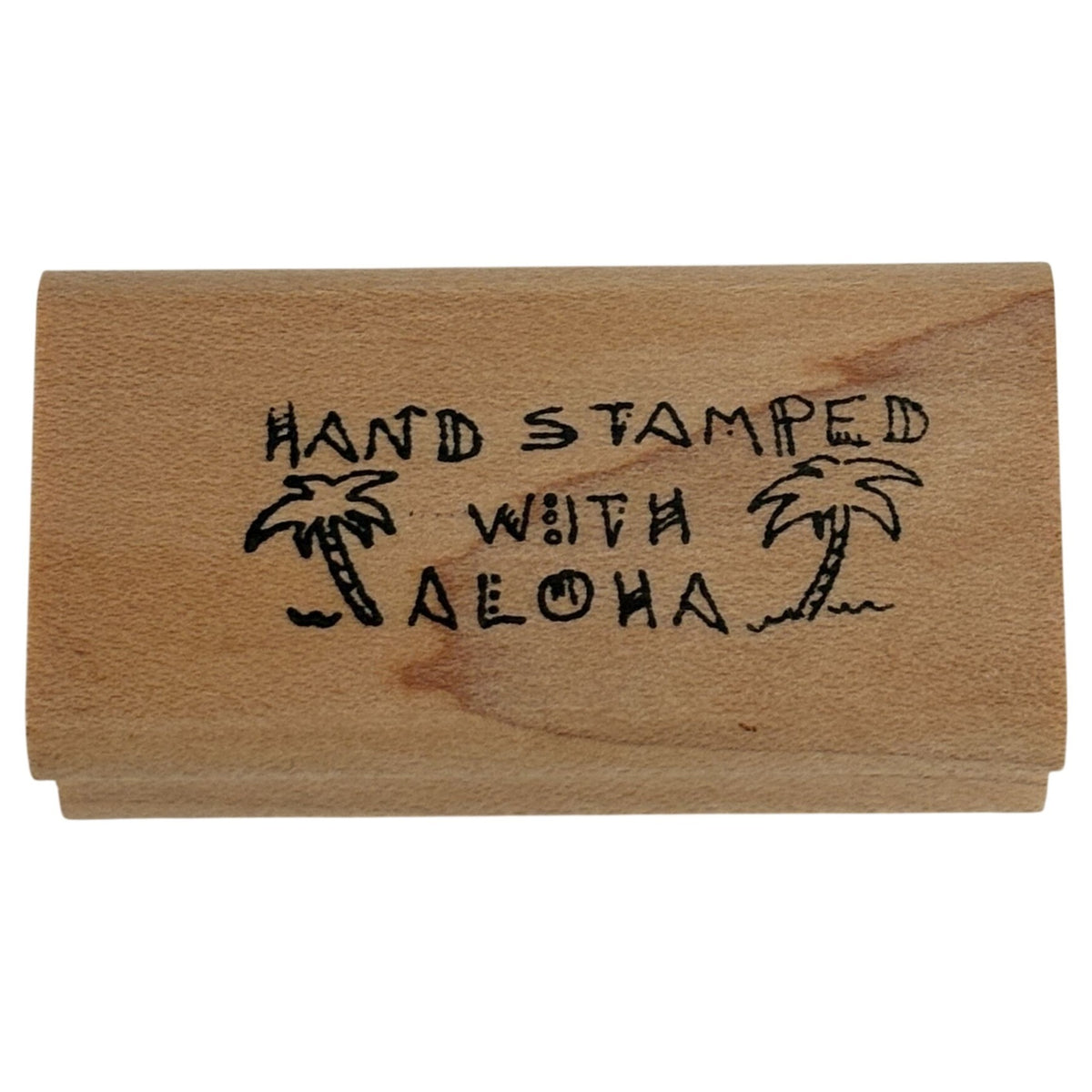 Hand Stamped With Aloha Rubber Stamp Palm Tree Hawaiian Sentiment Stamper Stamping Hobby Cardmaking Craft