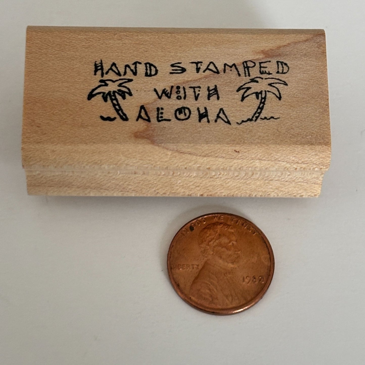 Hand Stamped With Aloha Rubber Stamp Palm Tree Hawaiian Sentiment Stamper Stamping Hobby Cardmaking Craft