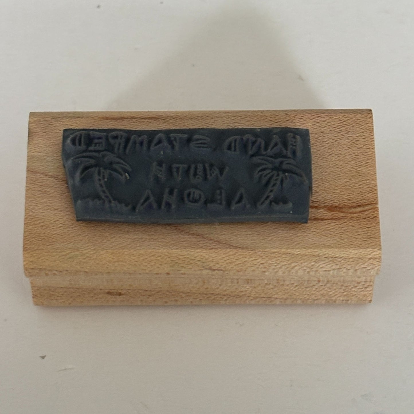 Hand Stamped With Aloha Rubber Stamp Palm Tree Hawaiian Sentiment Stamper Stamping Hobby Cardmaking Craft