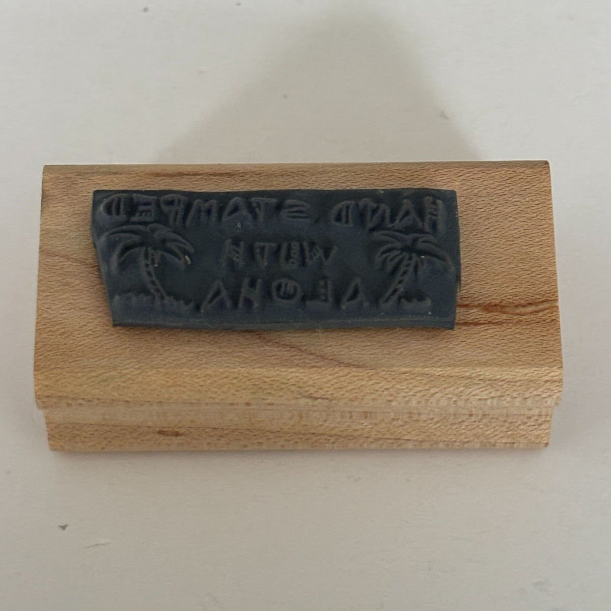 Hand Stamped With Aloha Rubber Stamp Palm Tree Hawaiian Sentiment Stamper Stamping Hobby Cardmaking Craft