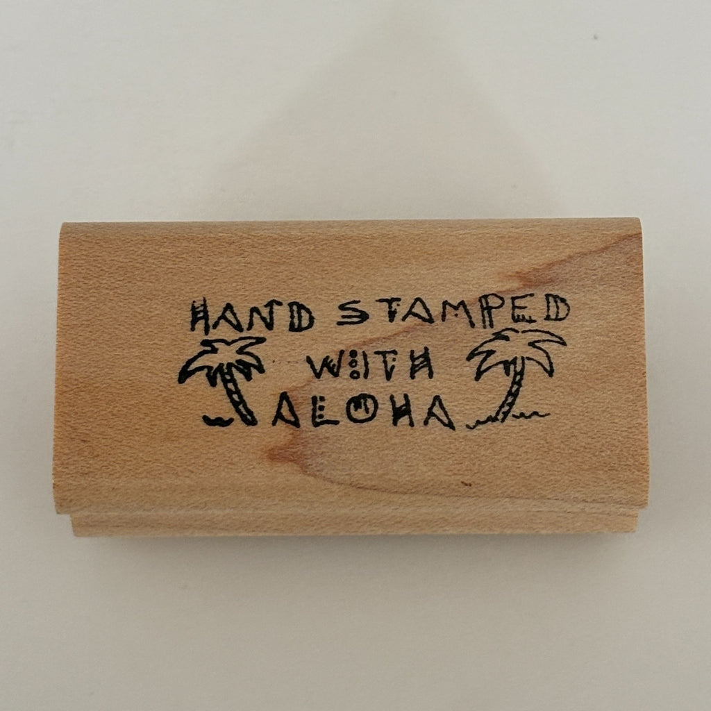 Hand Stamped With Aloha Rubber Stamp Palm Tree Hawaiian Sentiment Stamper Stamping Hobby Cardmaking Craft