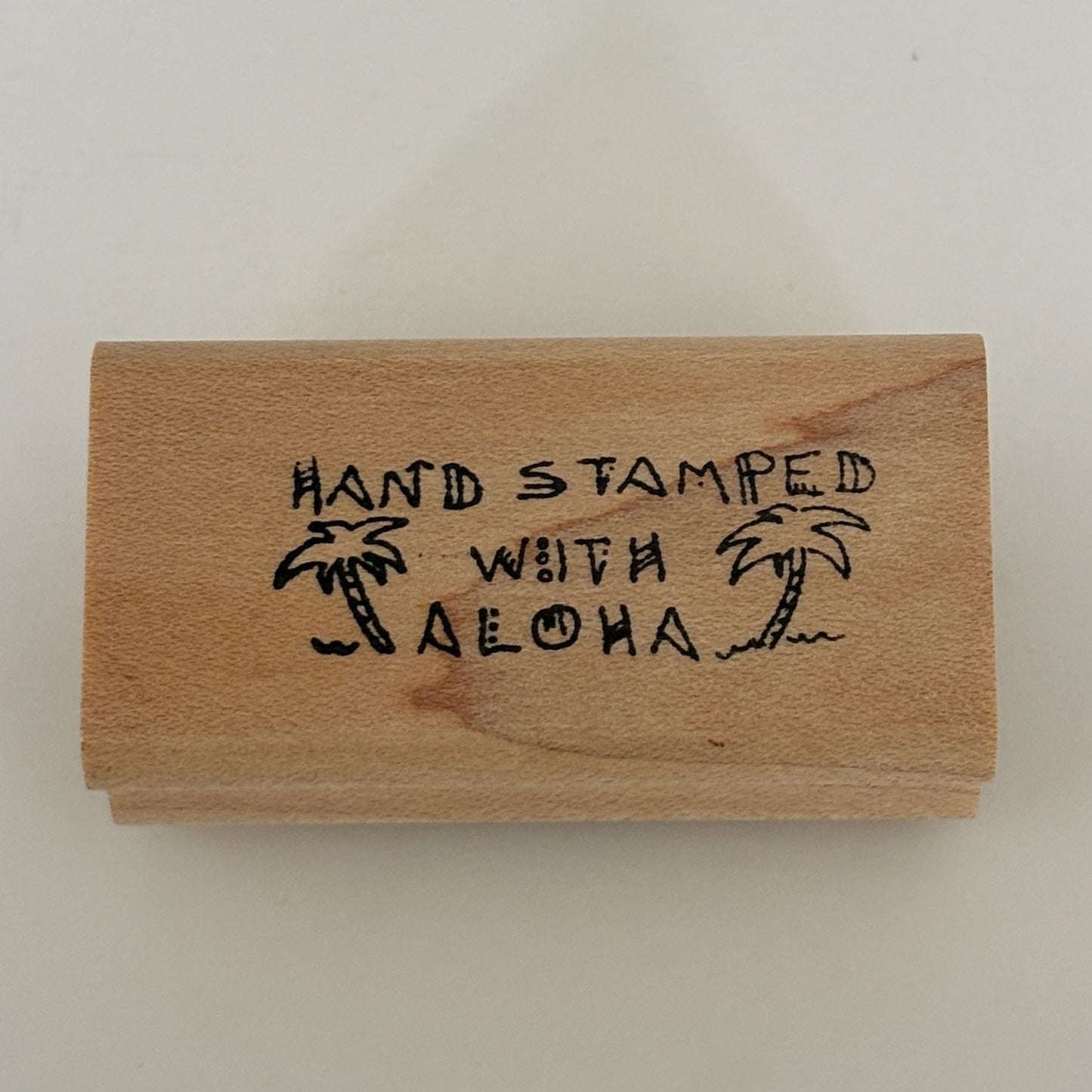 Hand Stamped With Aloha Rubber Stamp Palm Tree Hawaiian Sentiment Stamper Stamping Hobby Cardmaking Craft