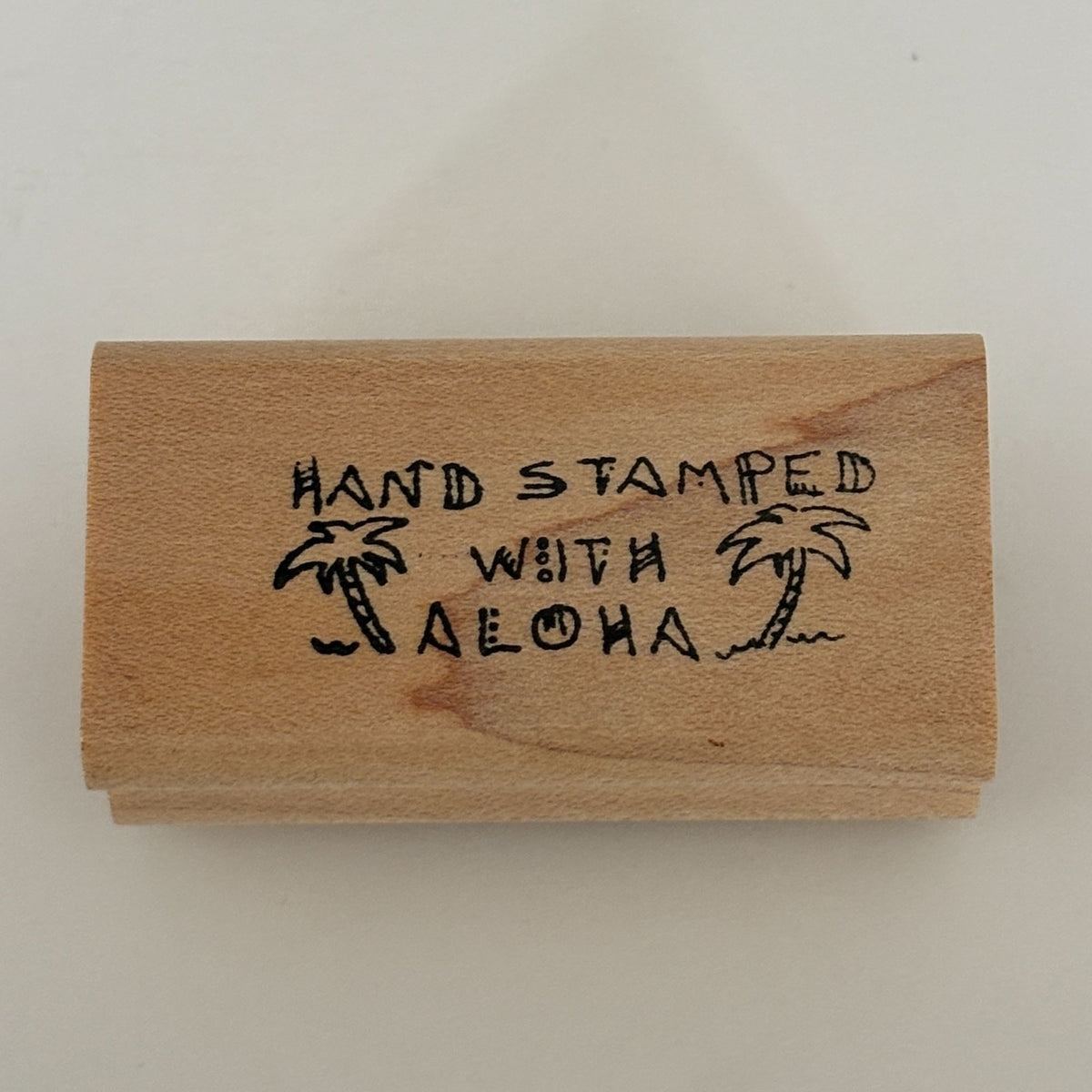 Hand Stamped With Aloha Rubber Stamp Palm Tree Hawaiian Sentiment Stamper Stamping Hobby Cardmaking Craft