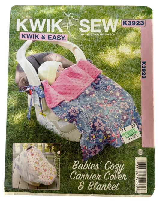 Kwik Sew Sewing Pattern K3923 Baby Cozy Carrier Cover Blanket Insect Sun Protect