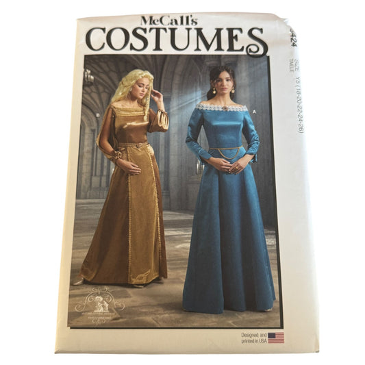 McCalls Sewing Pattern M8424 Womens Medieval Renaissance Costume Dress 18-26 UC