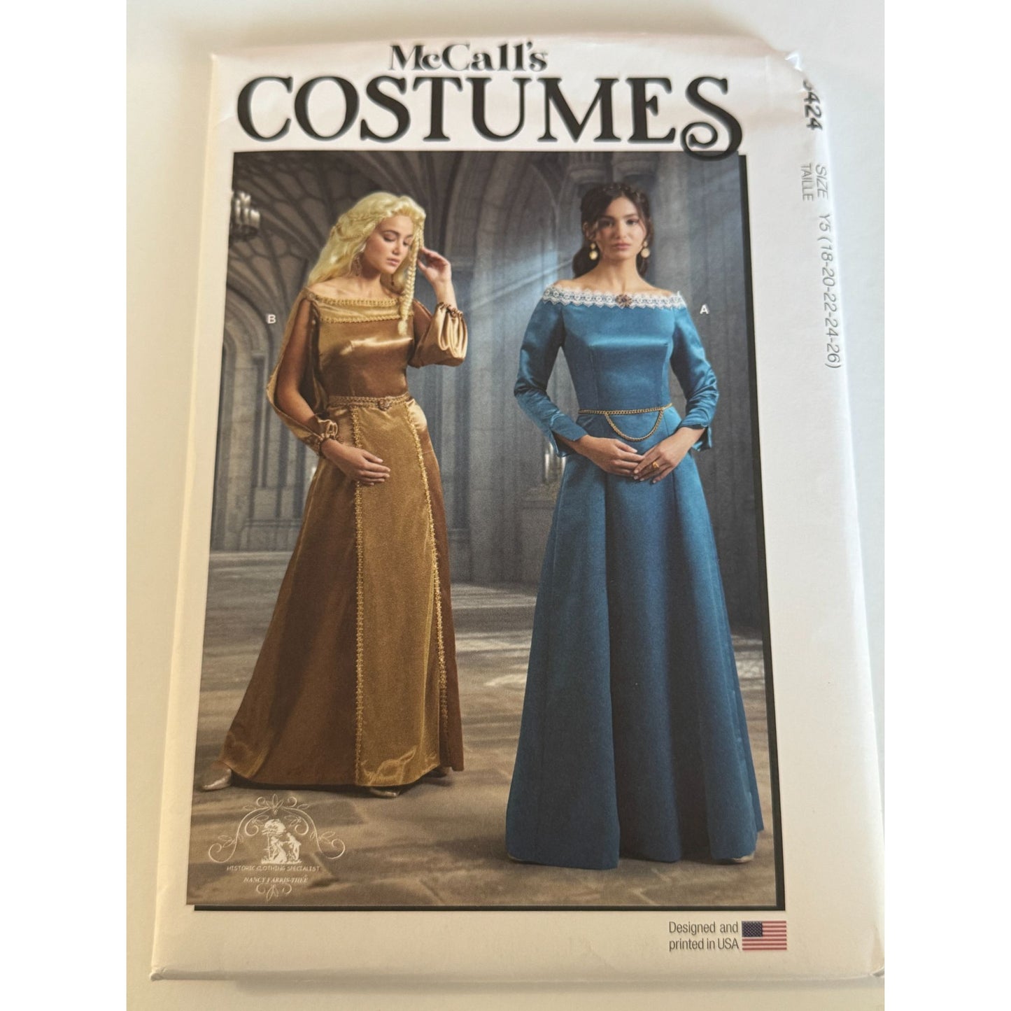 McCalls Sewing Pattern M8424 Womens Medieval Renaissance Costume Dress 18-26 UC
