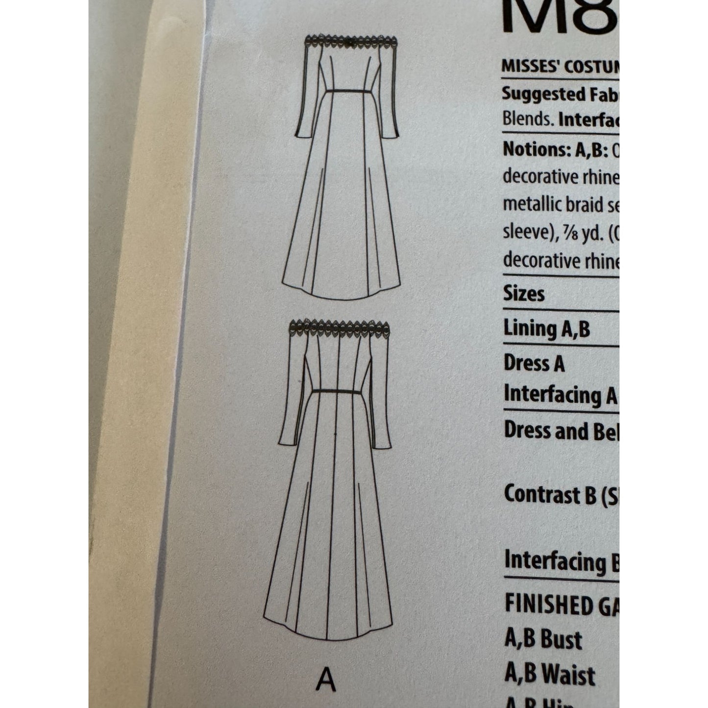 McCalls Sewing Pattern M8424 Womens Medieval Renaissance Costume Dress 18-26 UC