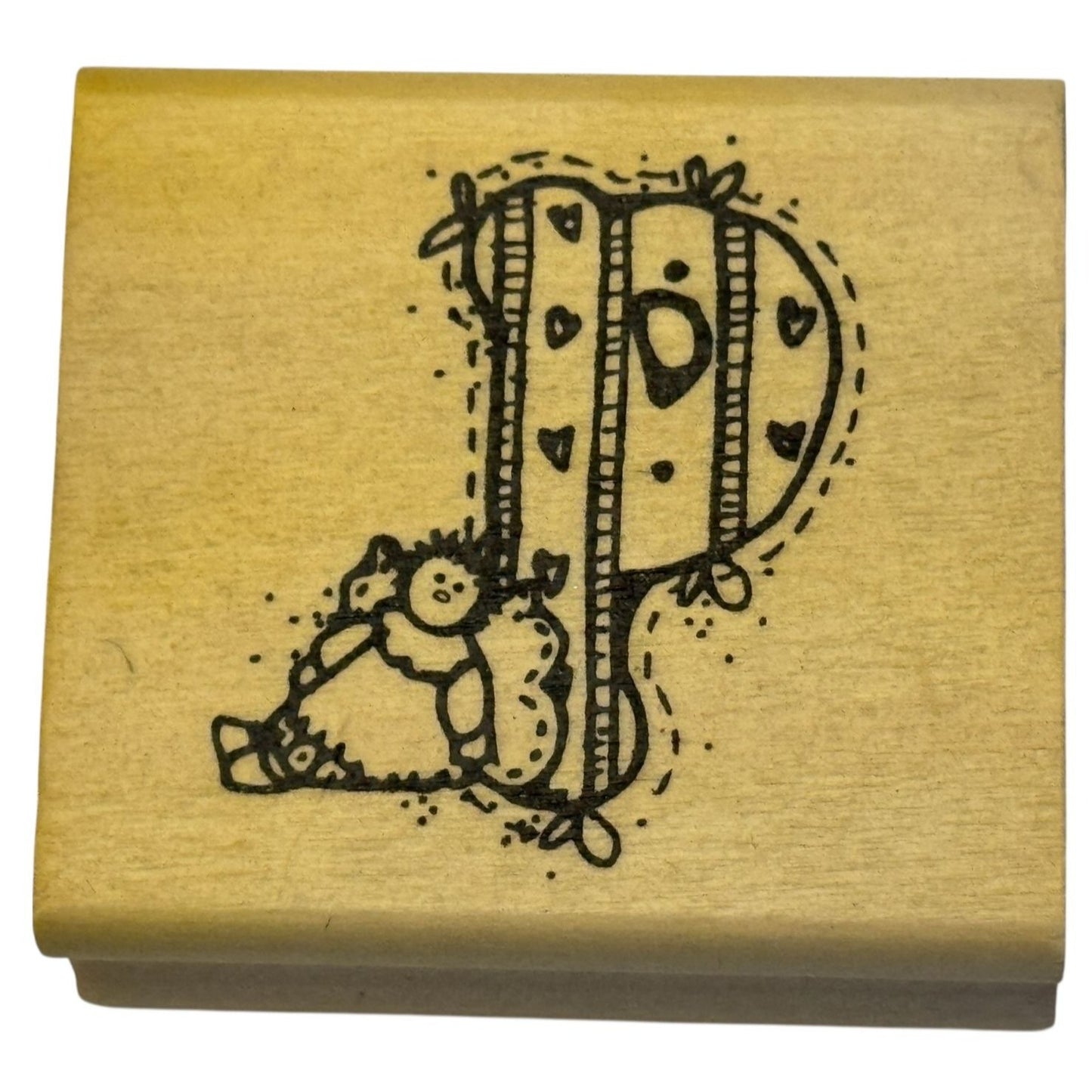 Hooks Lines & Inkers Rubber Stamp Alphabet Letter P Heart Angel Doll Card Making