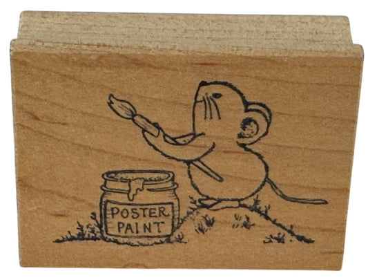 Great Impressions Rubber Stamp Mouse Painting Painter Paint Brush Card Making