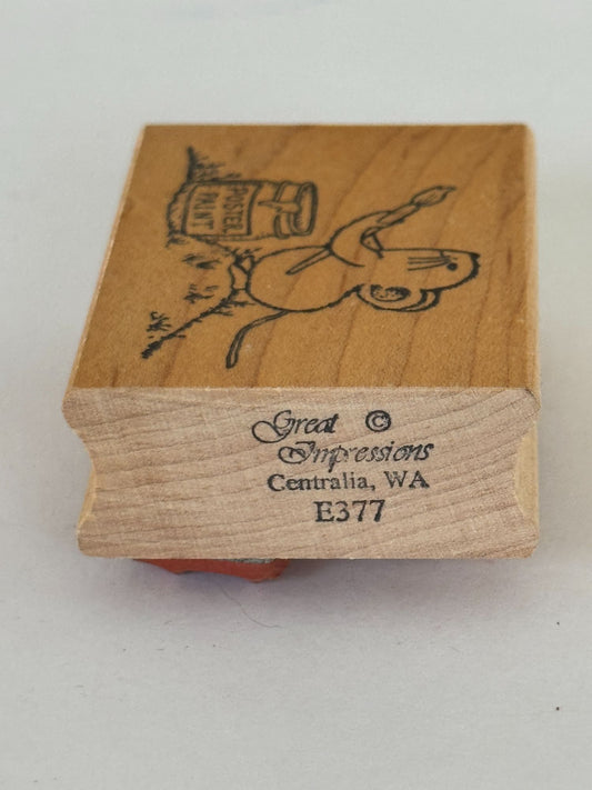 Great Impressions Rubber Stamp Mouse Painting Painter Paint Brush Card Making