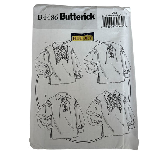 Butterick Sewing Pattern B4486 Renaissance Shirt Pirate Costume Easy S M L Uncut